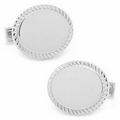 Rope Border Oval Engravable Cufflinks